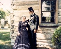 Judy Carter with "Old Abe"